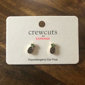 Crewcuts Pineapple Gold Stud Earrings, NWT
